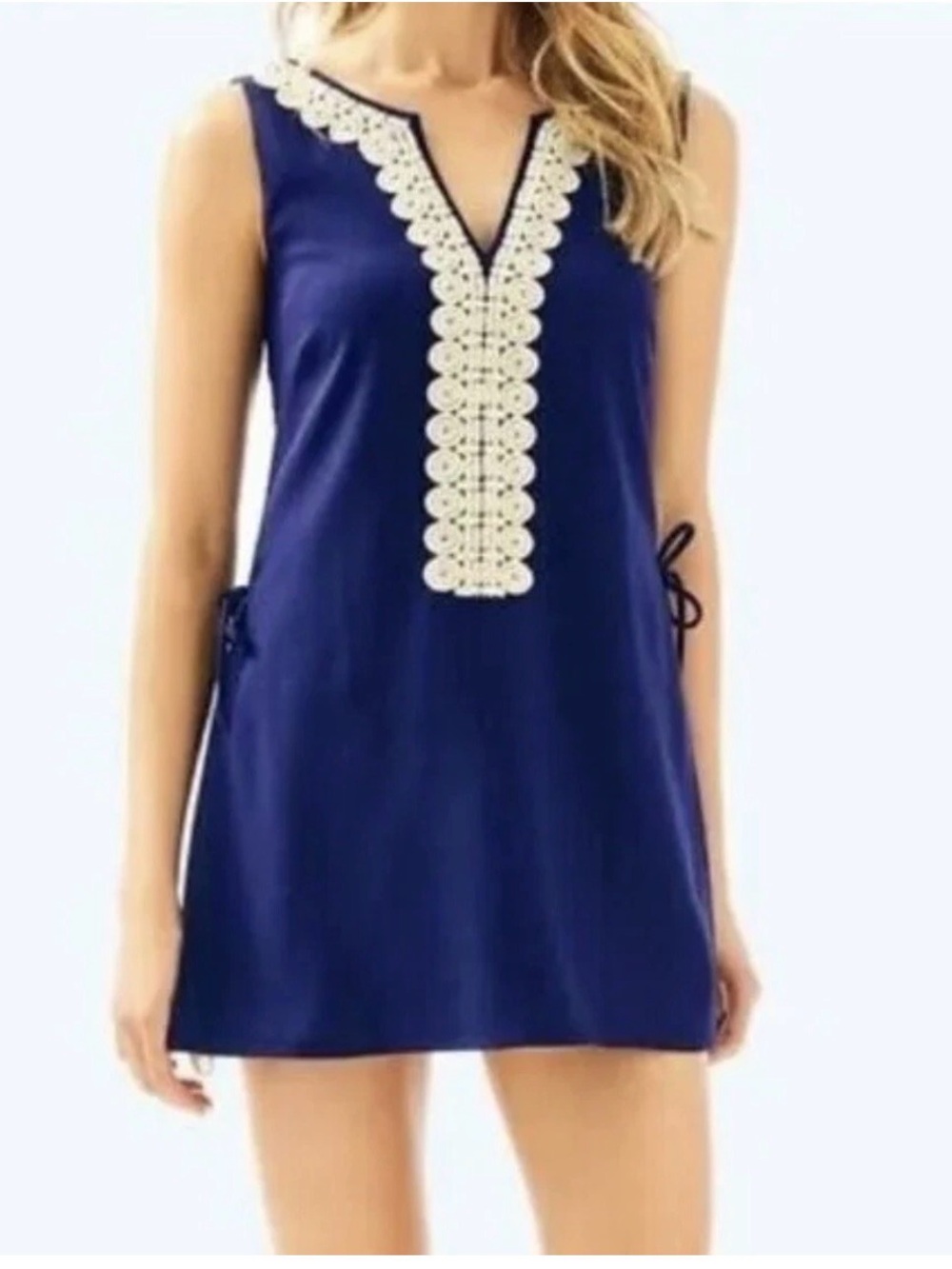 Lilly Pulitzer Donna Romper Navy Gold Soutache Embroidered Trim Sleeveless Sz. 2